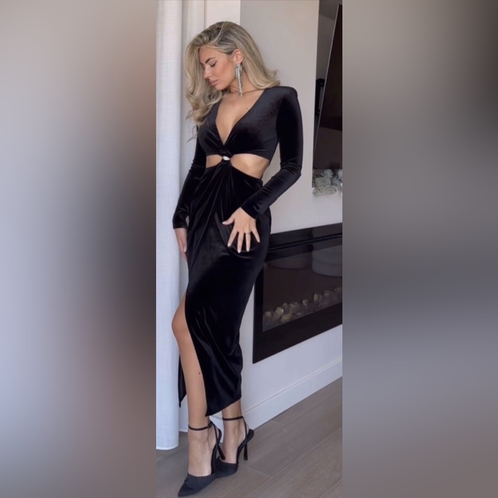 ZARA Black Cut Out VELVET Dress